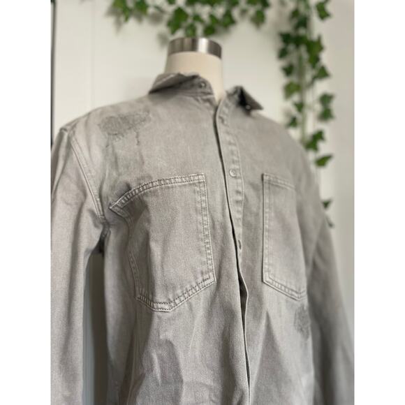 Mens Zara Denim Gray Button Up Shirt Jacket Size M - Picture 1 of 7